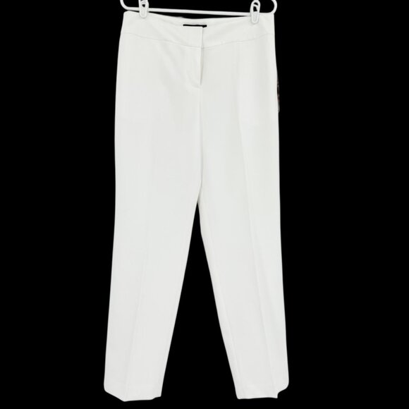 Black Label by Evan-Picone Womens Full Lined Mid Rise Stretch White Pants 10 NWT - Picture 1 of 11
